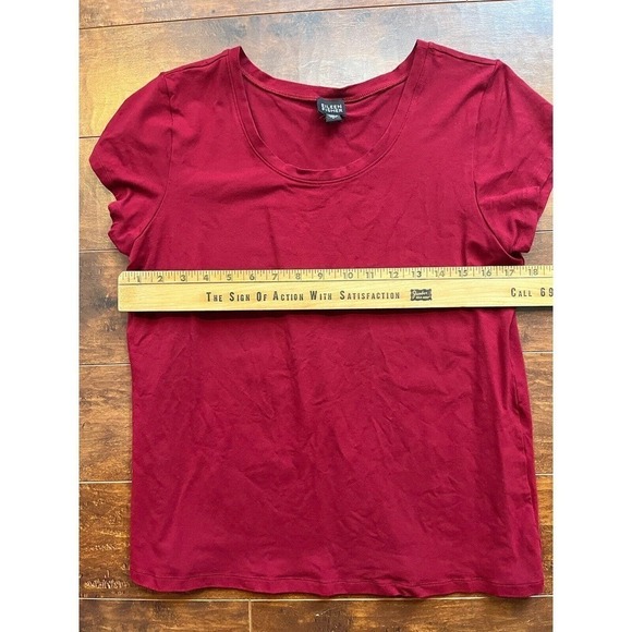 Eileen Fisher Womens Casual Red Short Sleeve Stretch T Shirt Size Large - Picture 4 of 6